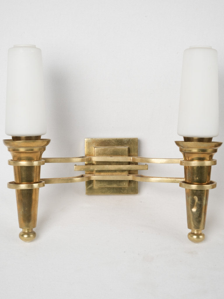 Rare French Geometric Bronze Wall Lights