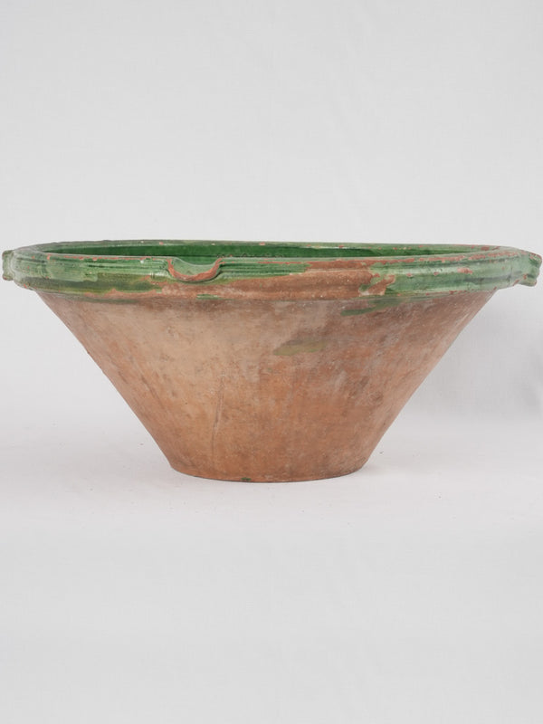 Large antique French green mixing bowl 19¾"