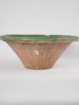 Large antique French green mixing bowl 19¾"
