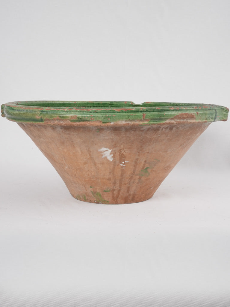 Large antique French green mixing bowl 19¾"