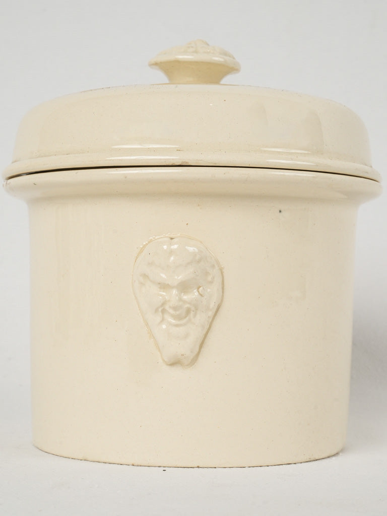 Decorative, rustic, lidded ceramic butter dish