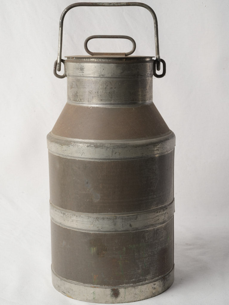 Rustic industrial accent tinplate churn