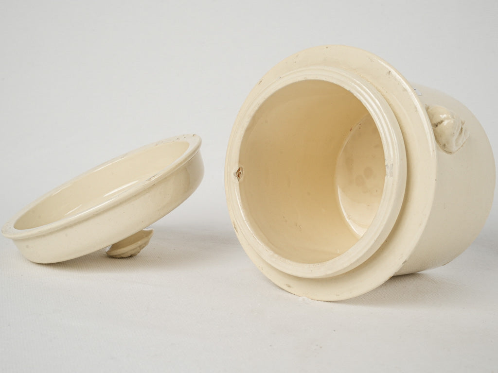 Delicate, antique, ceramic butter dish 