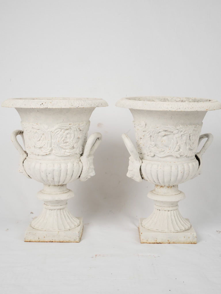 Vintage rustic garden iron urns