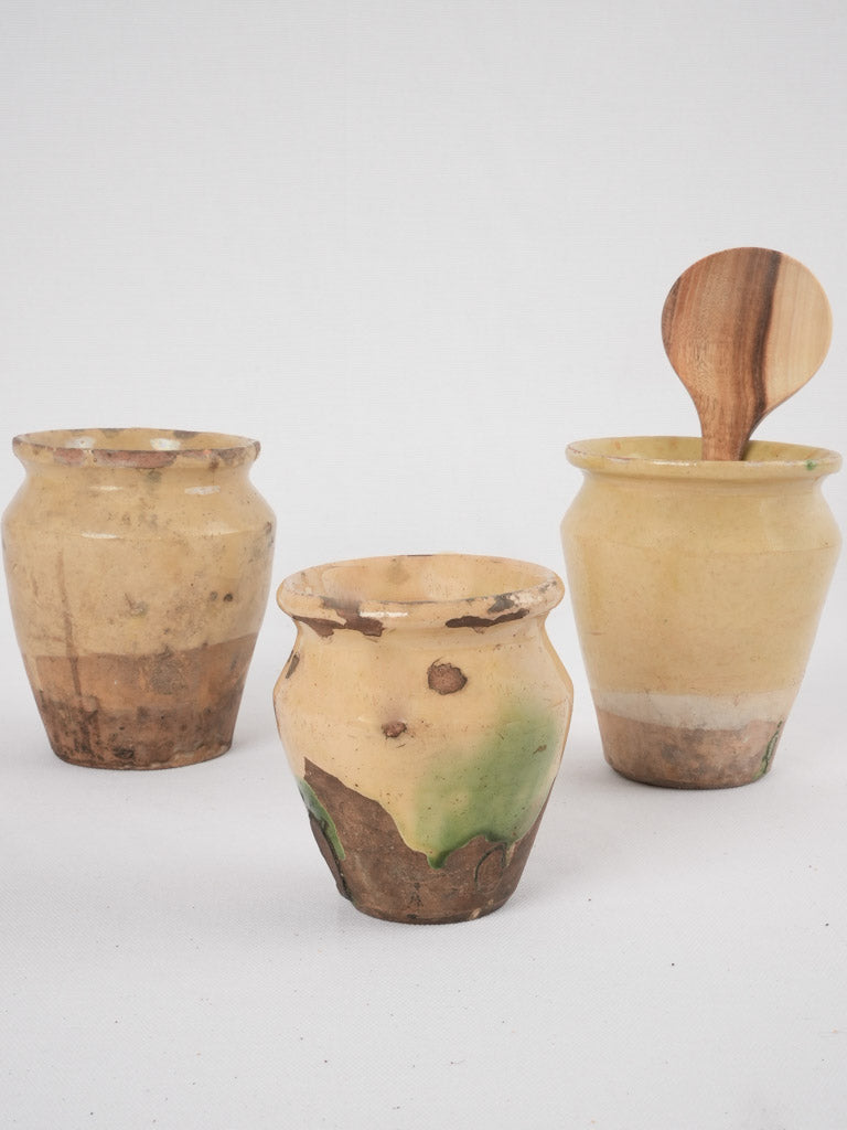 Antique French set of three little pots - 5½"