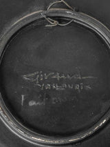 3 freeform black plates w/ still life - Giraud Vallauris - 10¾"