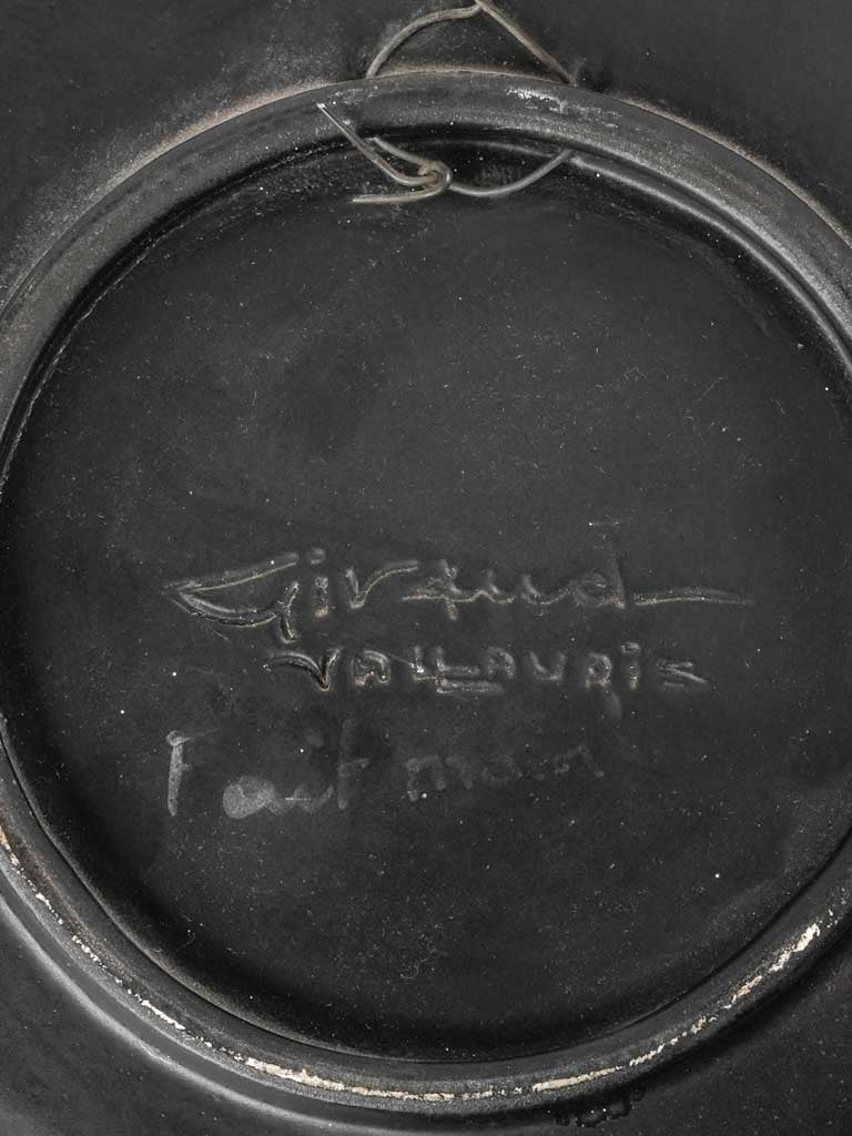3 freeform black plates w/ still life - Giraud Vallauris - 10¾"