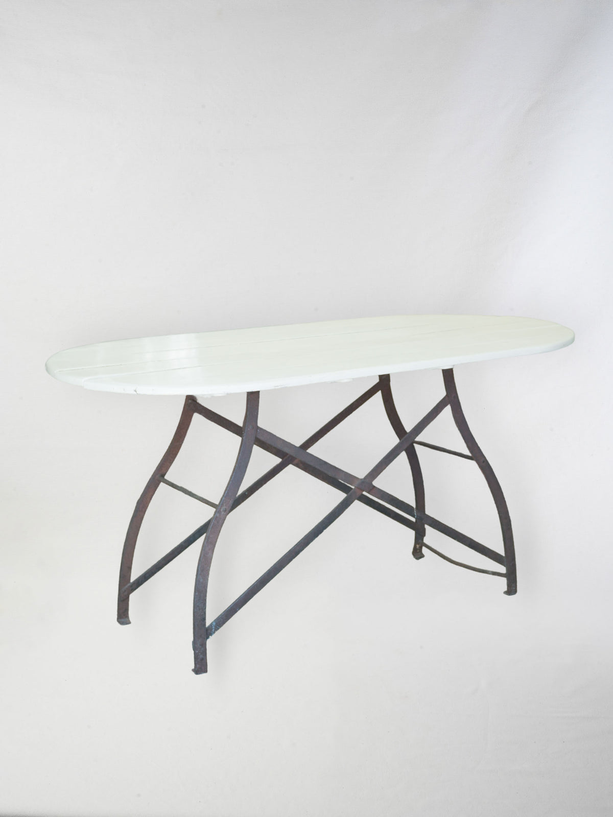 High Oval Garden Table w/ Painted Timber Top