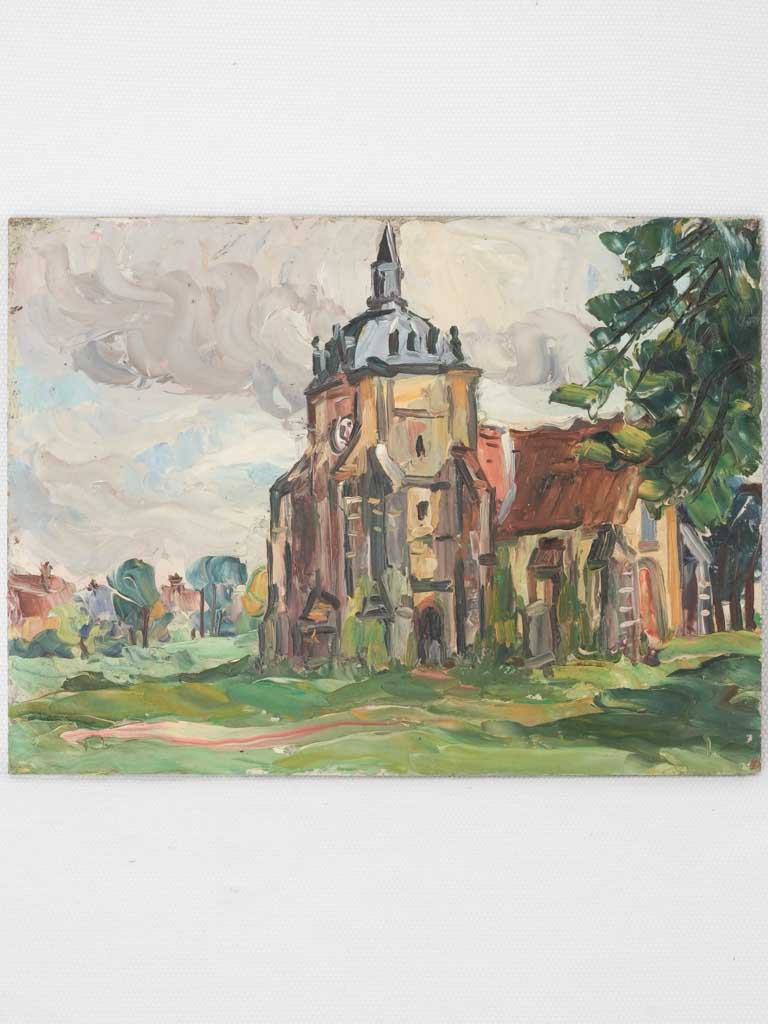Little vintage painting of a church 6¾" x 9½"