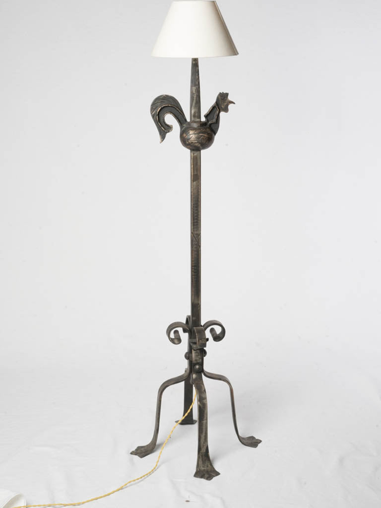 Mid-20th-Century Wrought Iron Floor Lamp in the Style of Jean Touret - 52¼"t