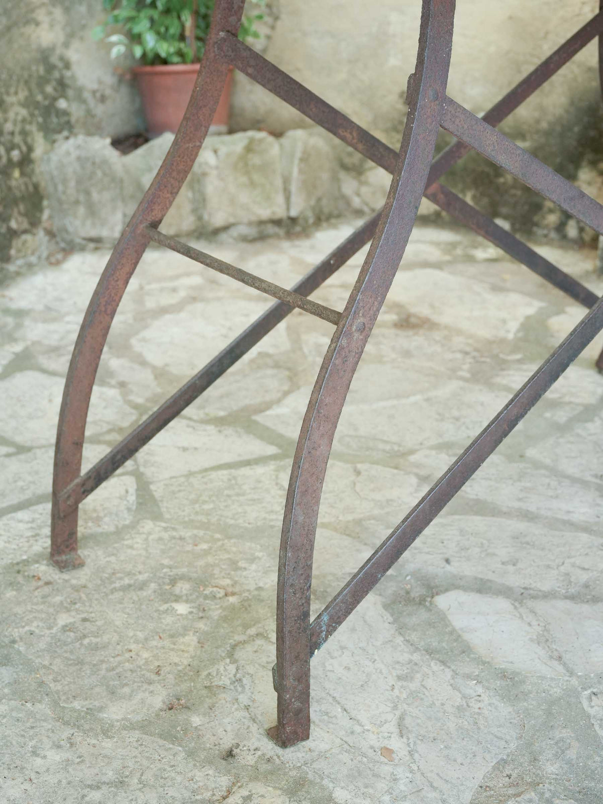 High Oval Garden Table w/ Painted Timber Top