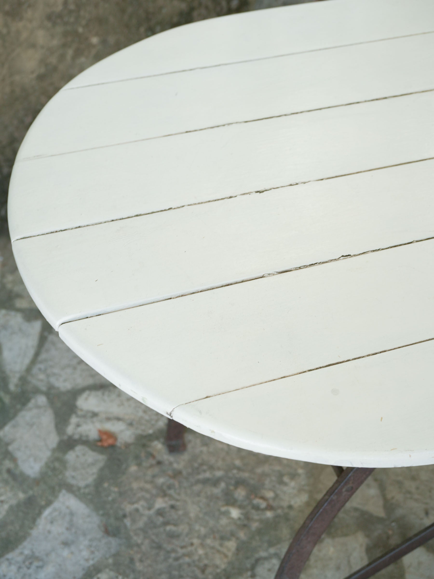 High Oval Garden Table w/ Painted Timber Top