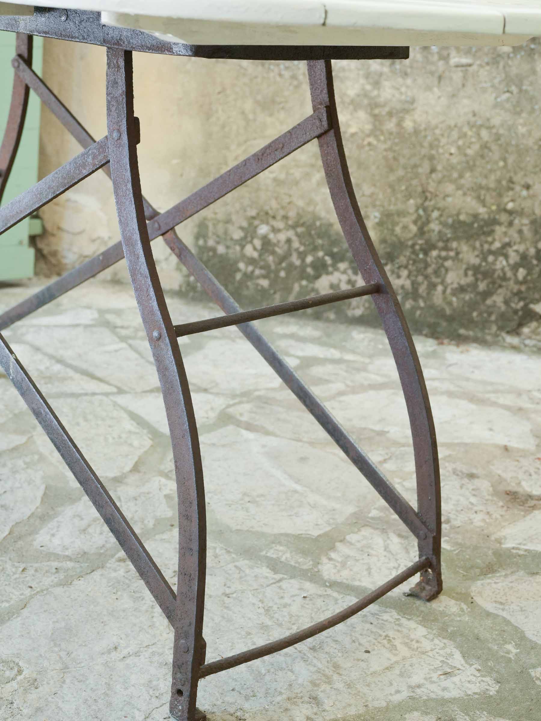 High Oval Garden Table w/ Painted Timber Top