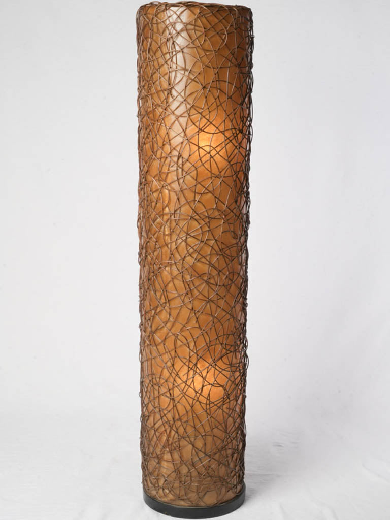 1960s Circular Floor Lamp in Fiberglass Resin and Rattan - 57½"
