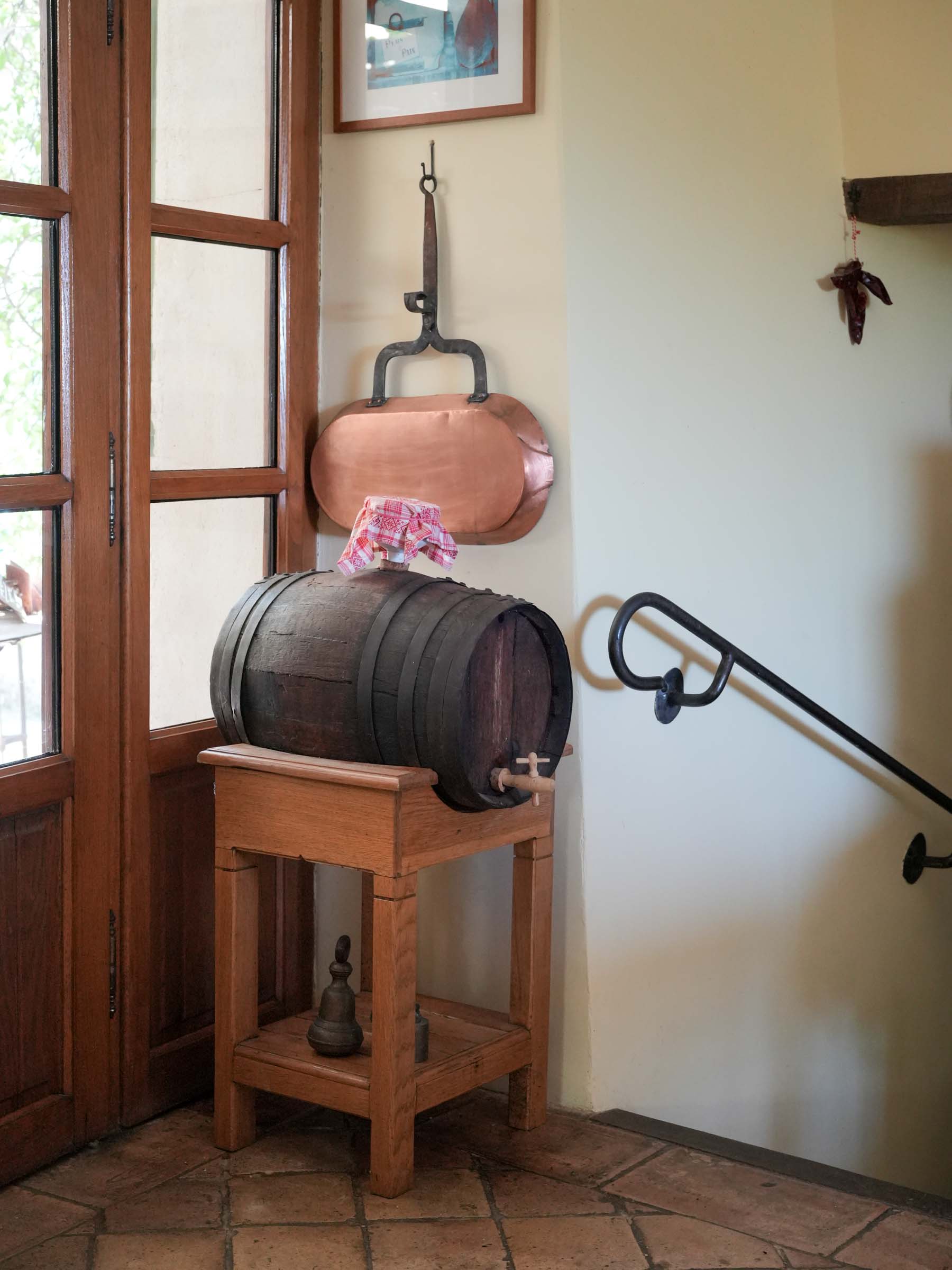 Traditional French Oak Vinegar Barrel with Stand