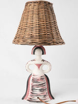 Vintage table lamp - sculpture of a lady w/ wicker lampshade - Colette Gueden (1905 - 2000) - 16½"