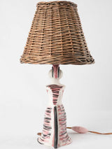 Vintage table lamp - sculpture of a lady w/ wicker lampshade - Colette Gueden (1905 - 2000) - 16½"