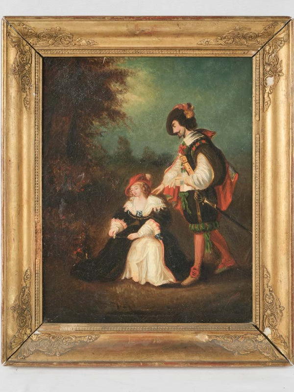 Elegant 19th-century chivalrous oil painting