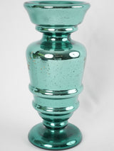 Antique viridian green mercury glass vase 10¾"
