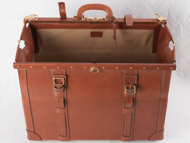 Tan leather Lancel suitcase 1960s - 24"