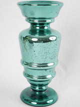 Antique viridian green mercury glass vase 10¾"