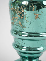 Antique viridian green mercury glass vase 10¾"