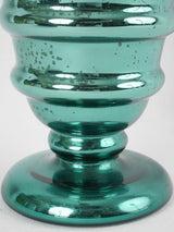 Antique viridian green mercury glass vase 10¾"