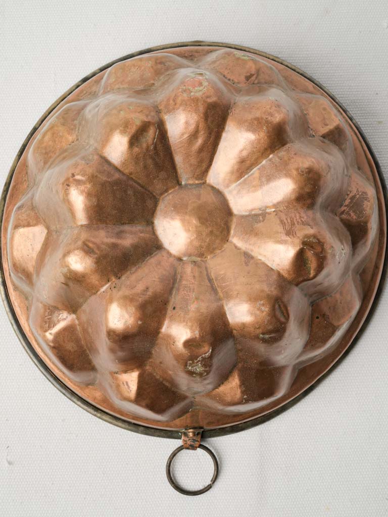 Aged copper dessert mold with hook  
