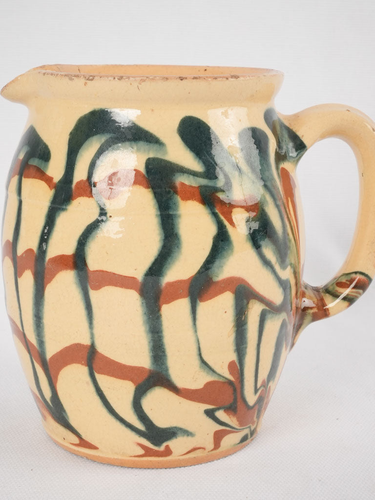 Colorful antique French Jaspee pitcher 6¼"