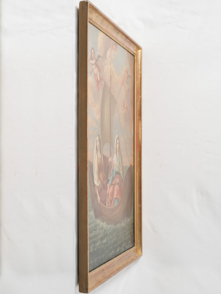 Iconic religious scene in gilded frame