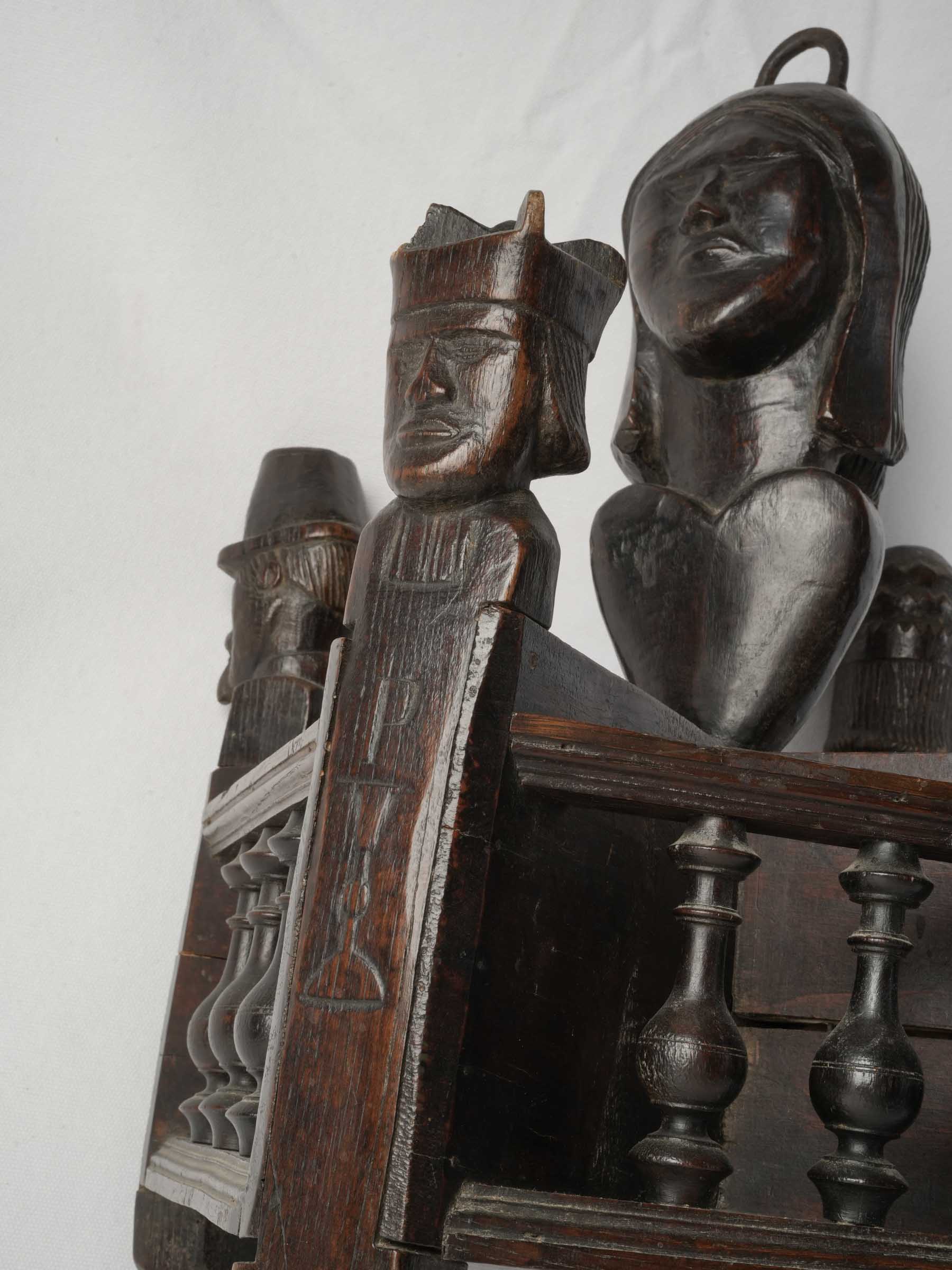 Remarkable Breton Folk Art Hanging Cutlery Holder, Late 19th Century - 28" x 13¾"