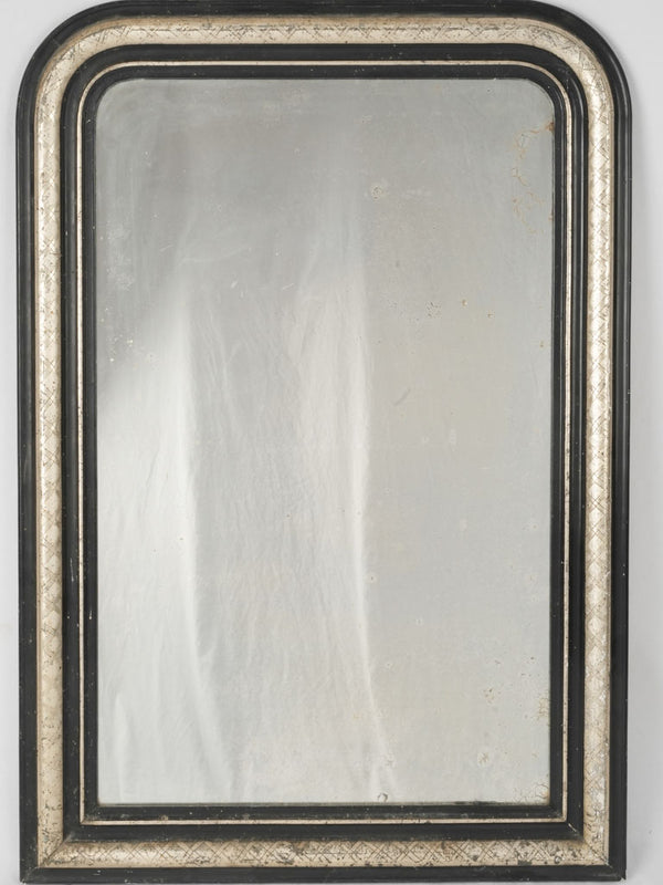 Antique black-detailed French mirror