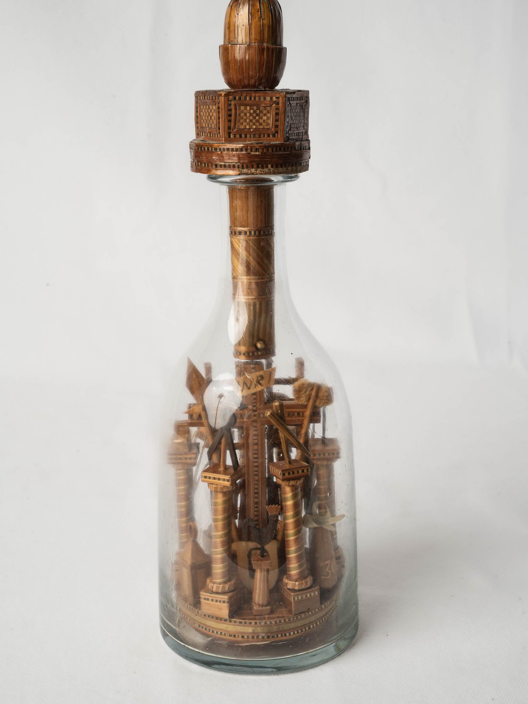 Rare French Bouteille de la Passion w/ Straw Marquetry, - 14¼"