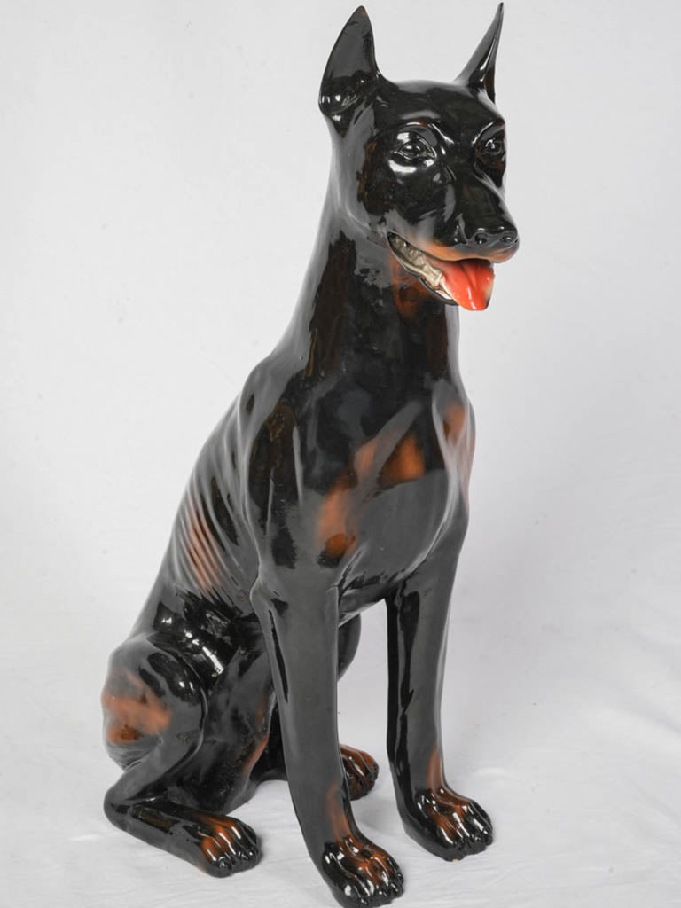 Striking 1970s Life-Size Ceramic Doberman Sculpture - 29¼"