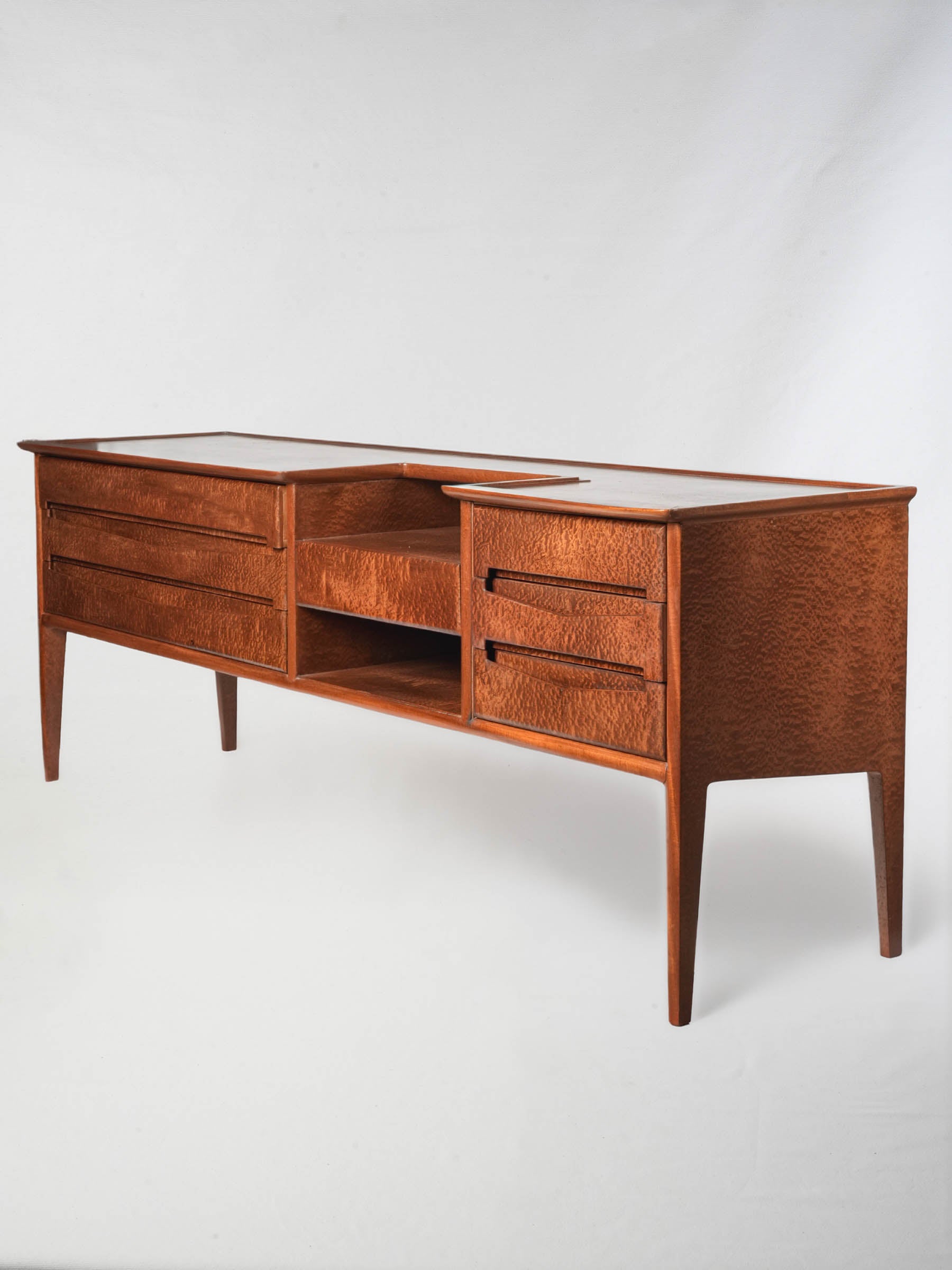 Exceptional Italian Modernist Burr Wood Sideboard from the 1950s-1960s - 80¼"