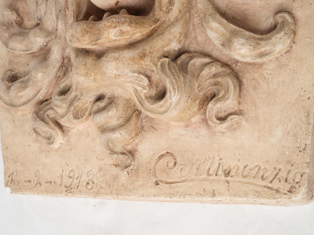 Detailed fruit and foliage relief  