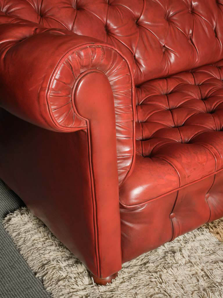 Timeworn patina Chesterfield leather sofa  