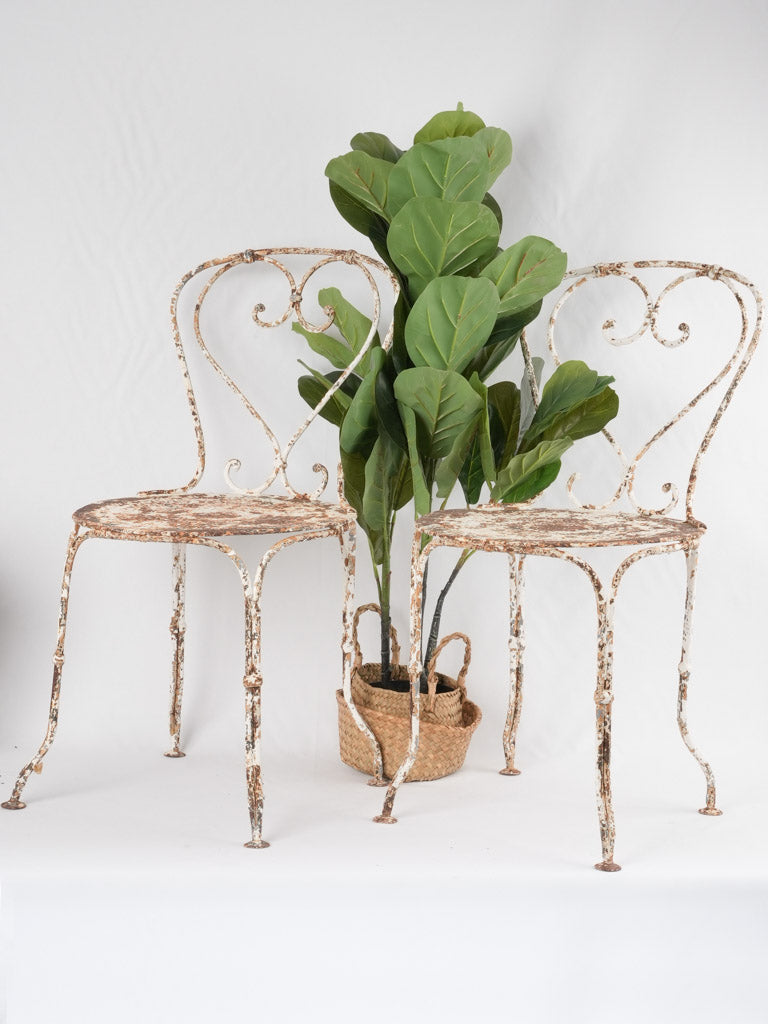 Antique French iron garden chairs