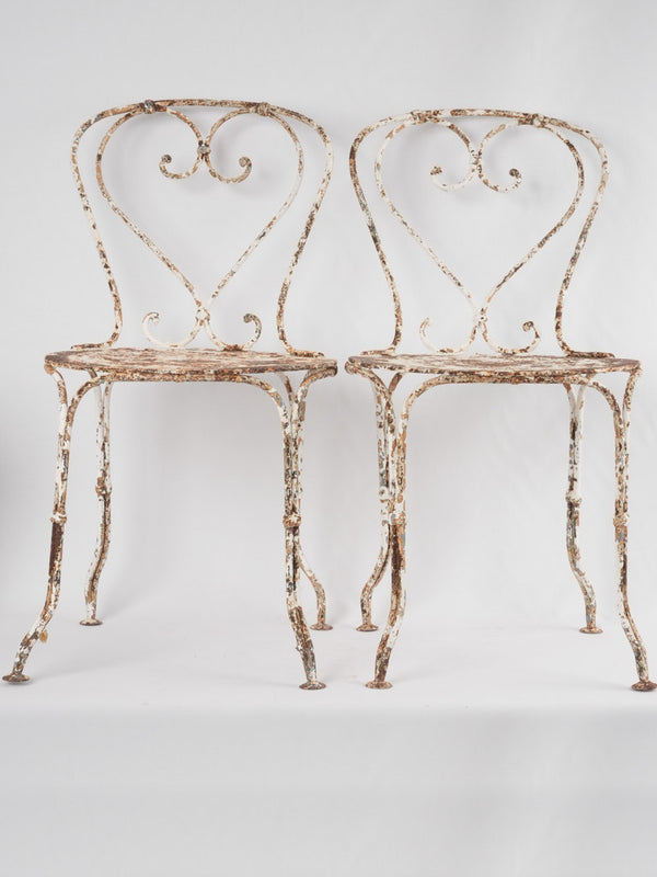 Pair of Antique French garden chairs w/ heart backs