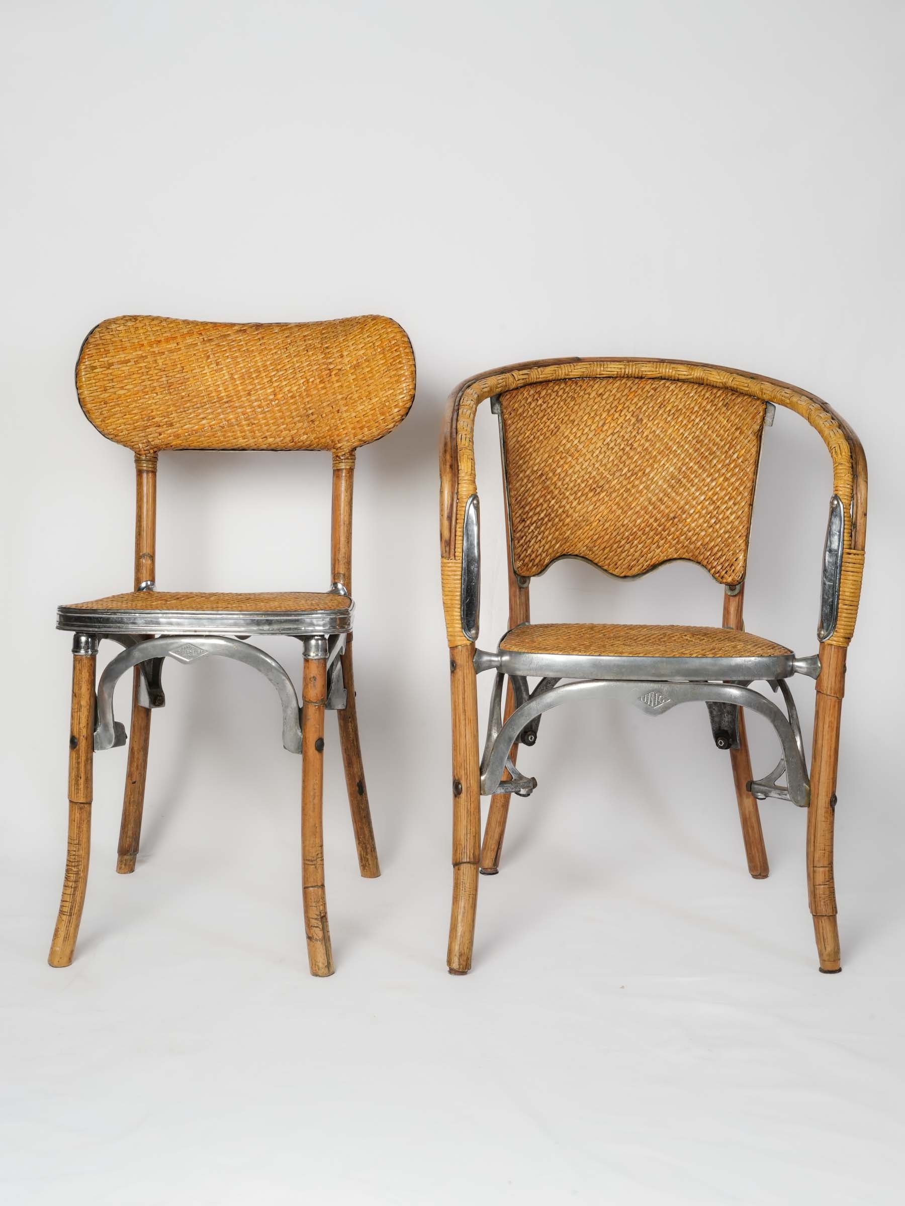 Antique stackable armchair set  