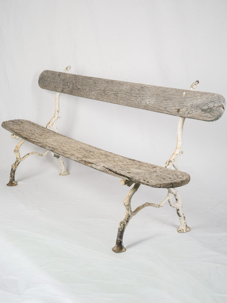 Wooden Antique French Garden Bench - w/ Organic Cast Iron Frame 78¾"