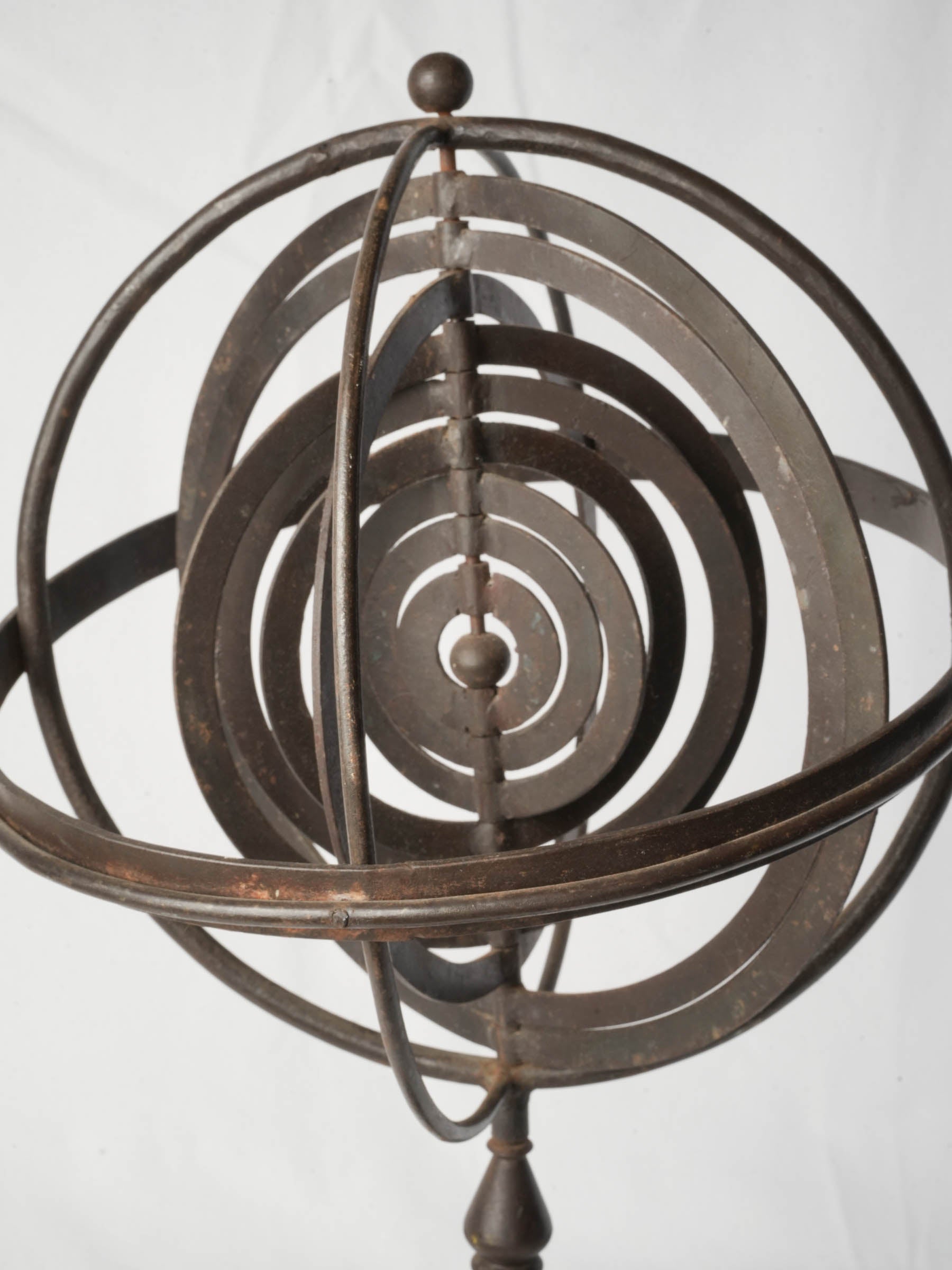 Sculptural French Hand-Made Wrought-Iron Armillary Sphere, Mid-20th Century - 25½"