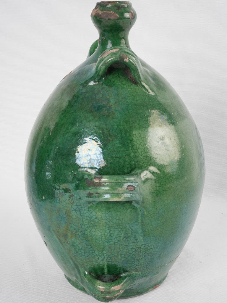 Antique French green Conscience pot - large 15"