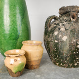 Hand-modified antique green-glazed vase