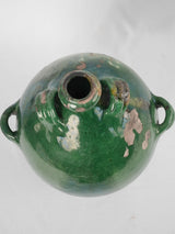 Antique French green Conscience pot - large 15"