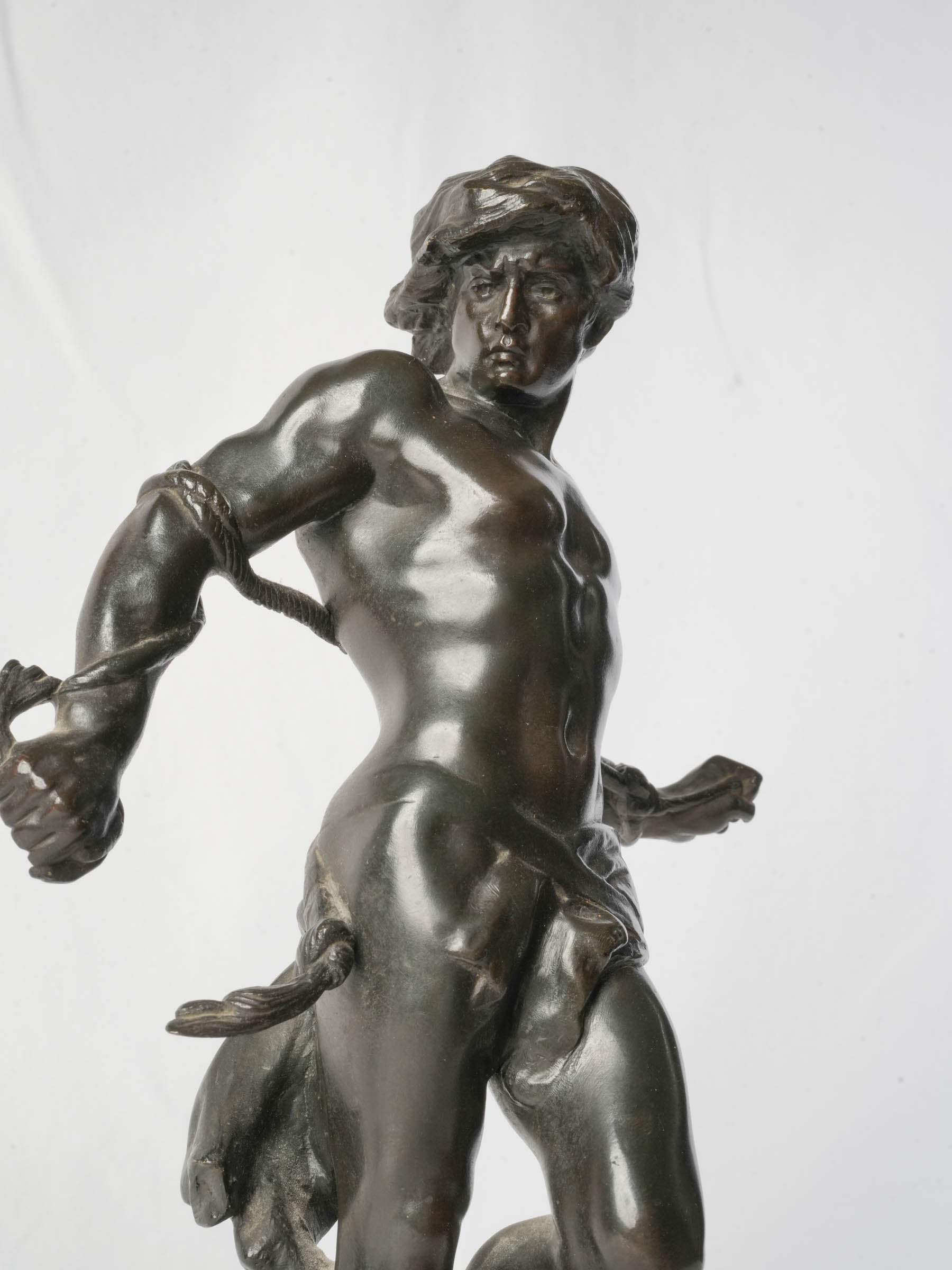 Black-Patinated Bronze Allegorical Figure Nil Virtuti Invium by Henri Gauquié dated 1929 - 15¼"