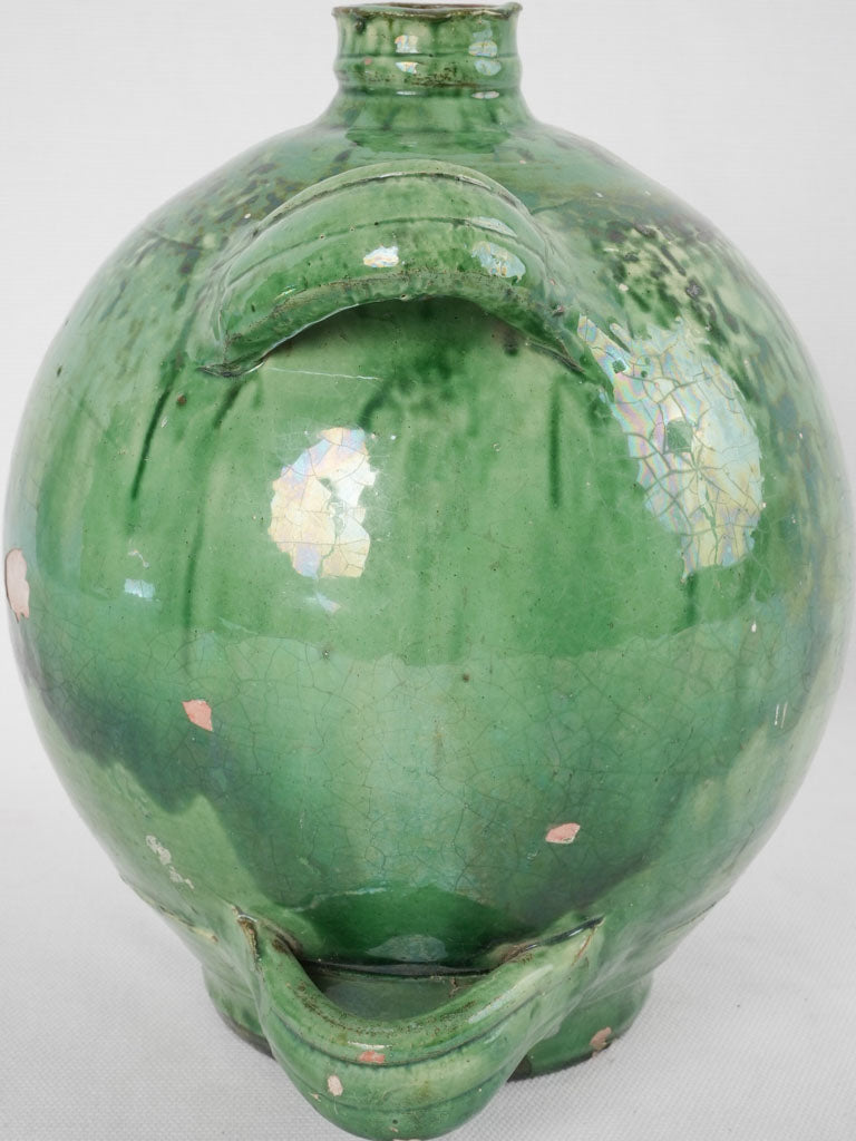 Antique French conscience jug - green 9¾"