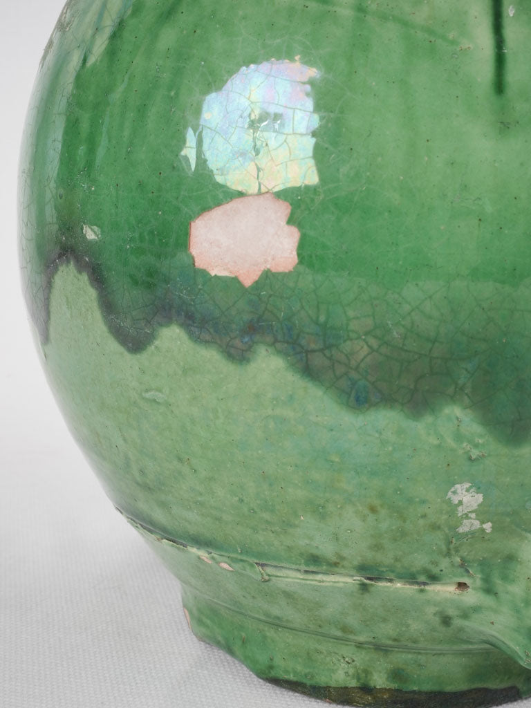 Antique French conscience jug - green 9¾"