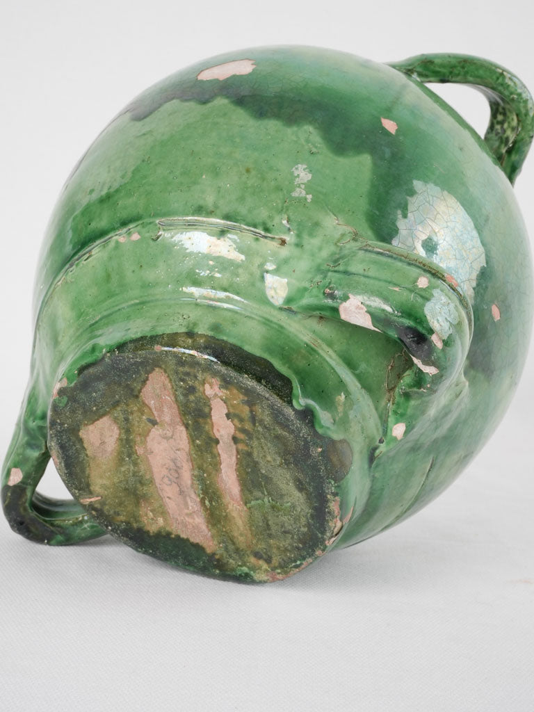 Antique French conscience jug - green 9¾"