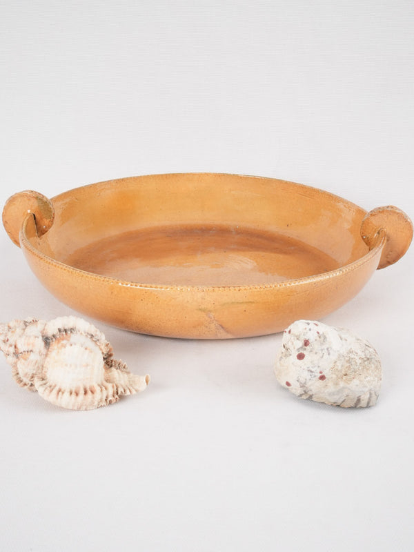 Art Deco fruit bowl w/ ocher glaze 15"